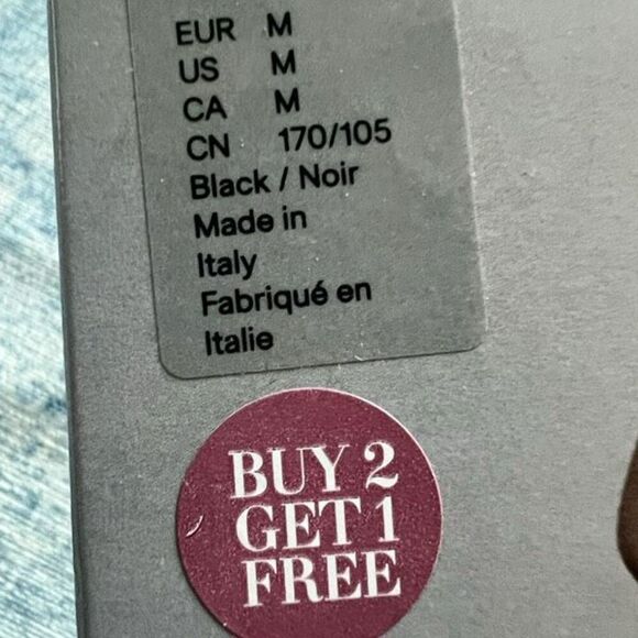 H&M Black Tuxedo Stripe Tights 30 Den Semi Shiny Medium - Picture 4 of 4